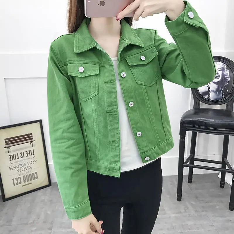 Veste en jean courte ajustée pour femme - Style coréen
