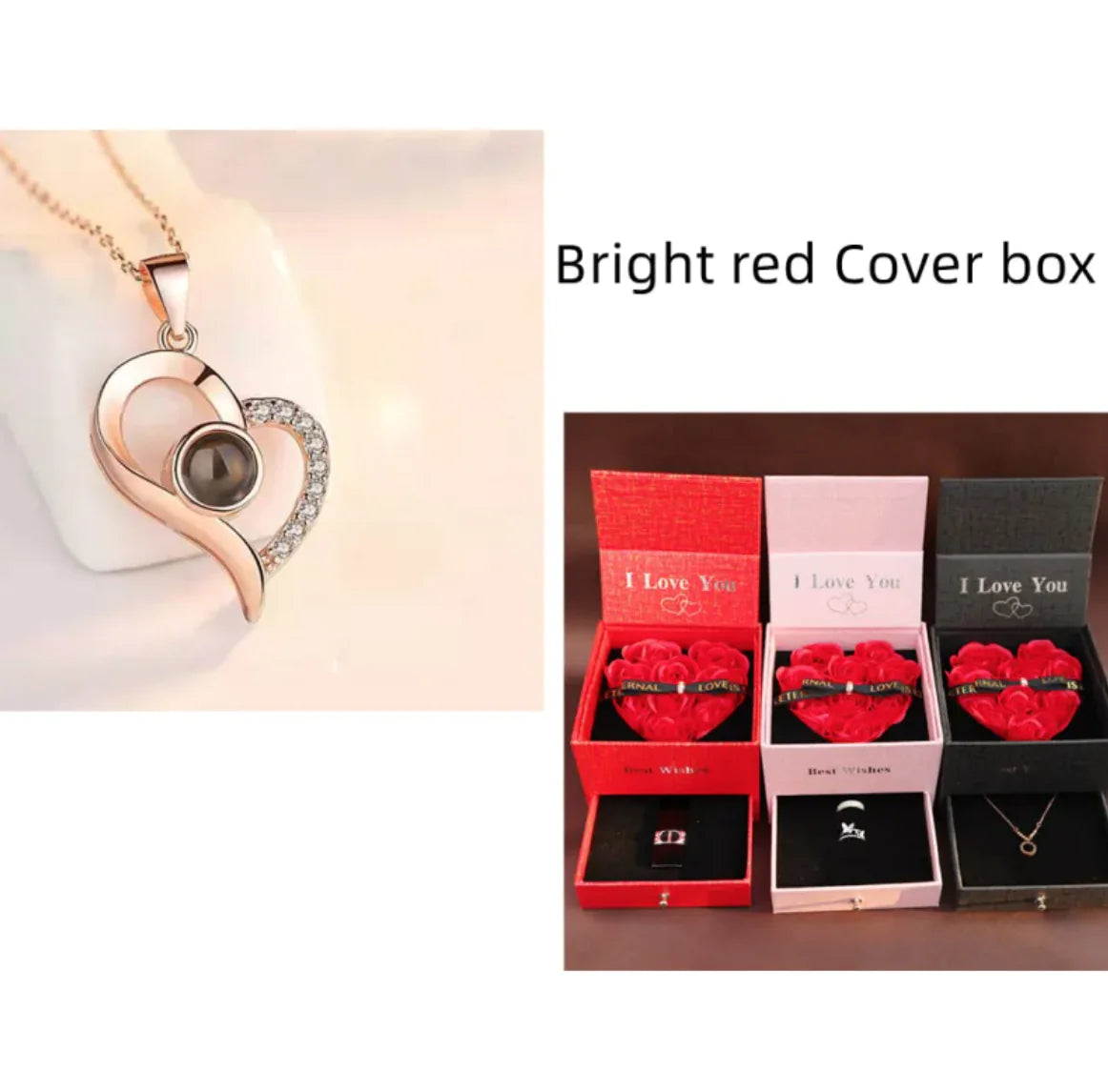 Collier dans Coffret Cadeau Rose Métallique