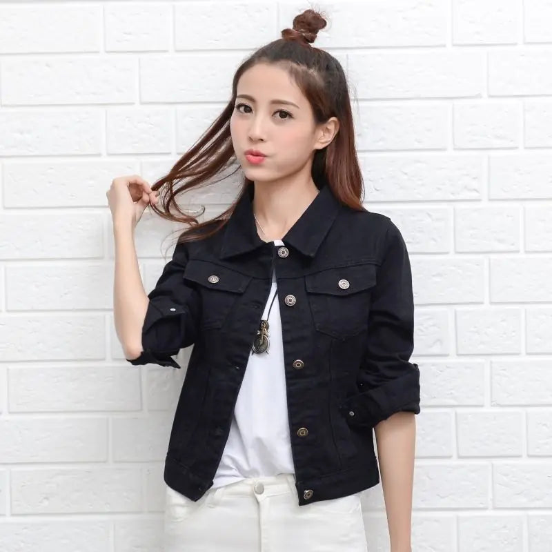 Veste en jean courte ajustée pour femme - Style coréen