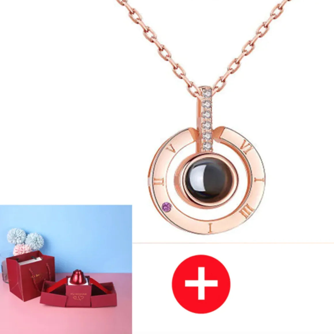 Collier dans Coffret Cadeau Rose Métallique