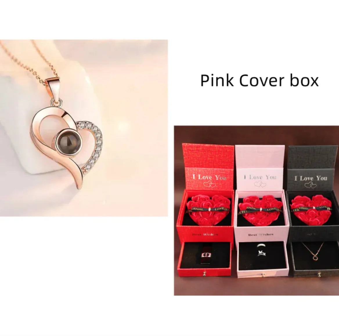 Collier dans Coffret Cadeau Rose Métallique