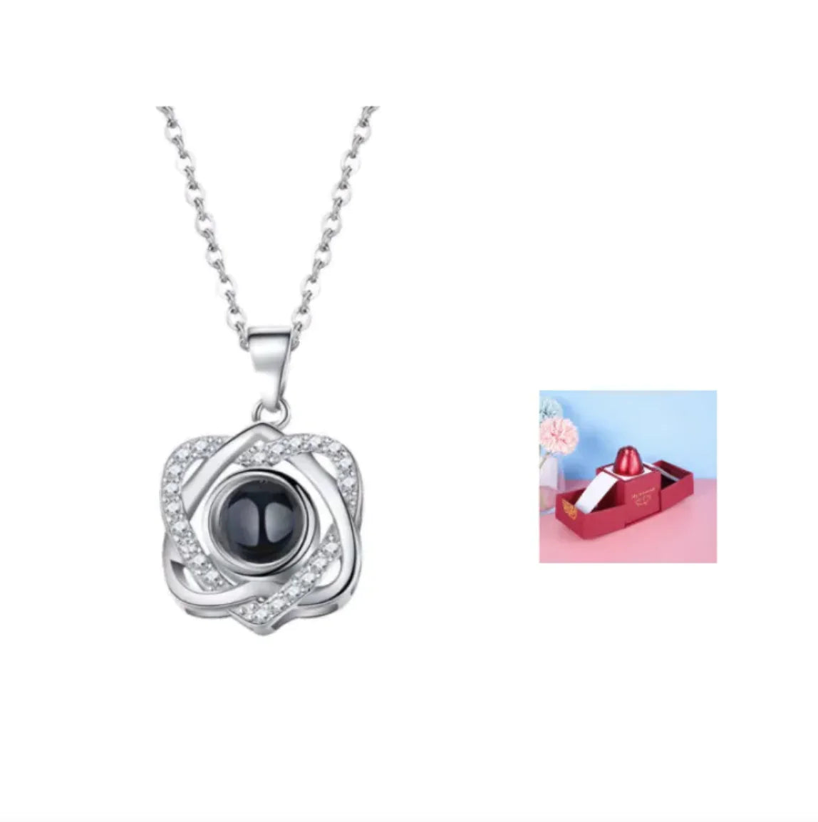 Collier dans Coffret Cadeau Rose Métallique
