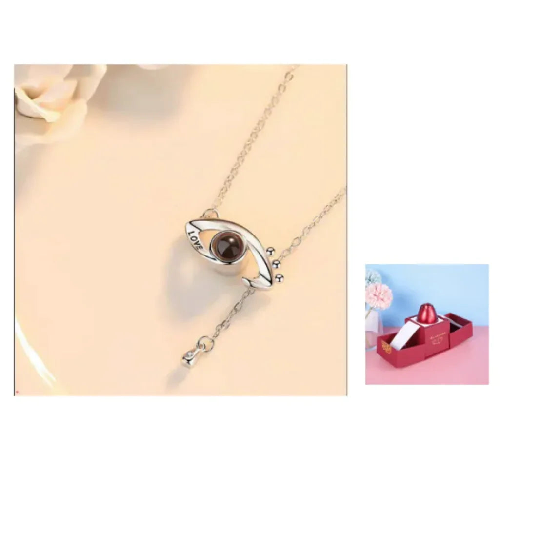 Collier dans Coffret Cadeau Rose Métallique