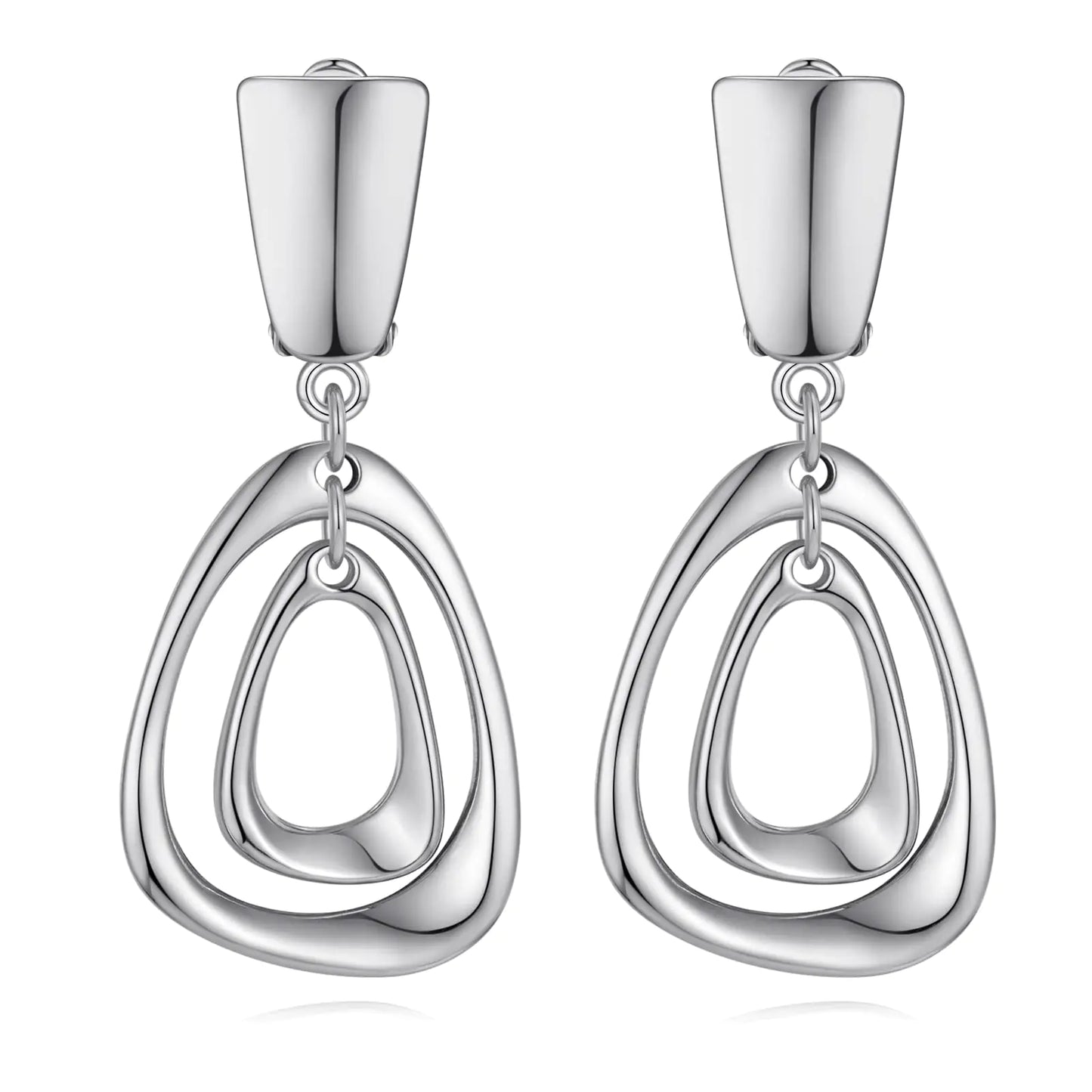 Elegant Silver Clip-On Statement Earrings