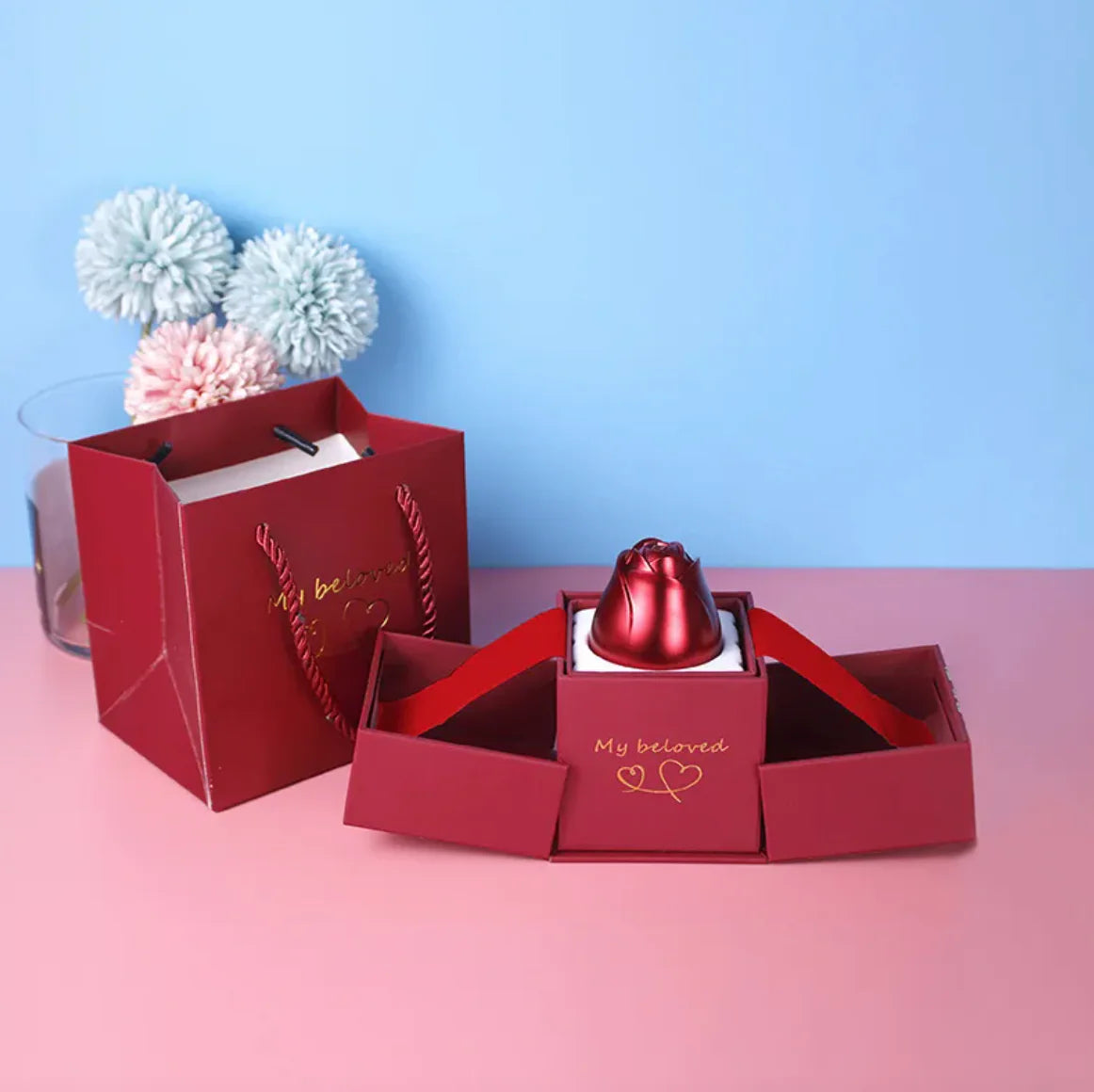 Collier dans Coffret Cadeau Rose Métallique