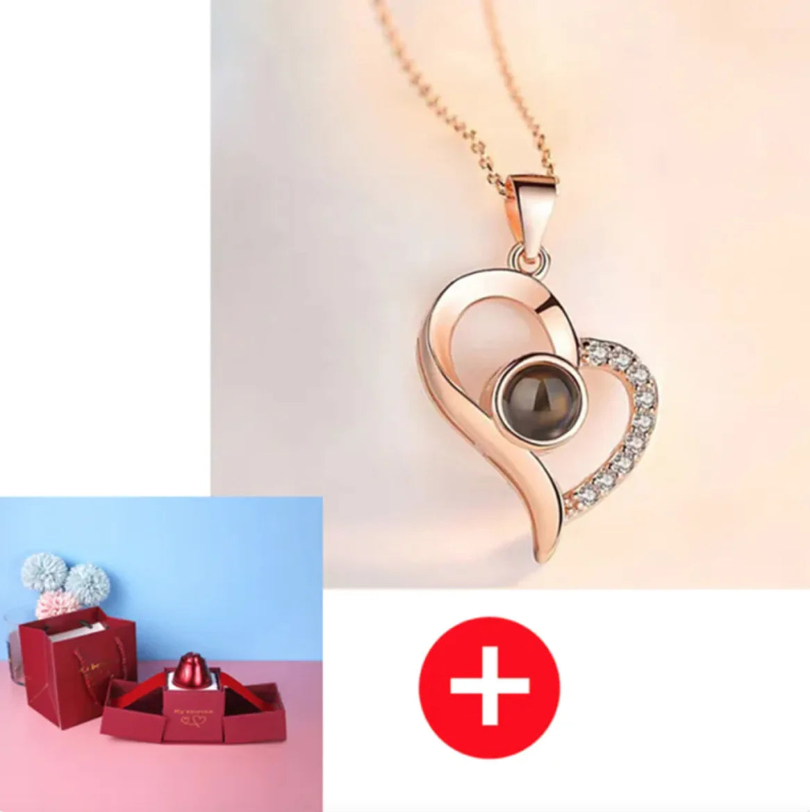 Collier dans Coffret Cadeau Rose Métallique