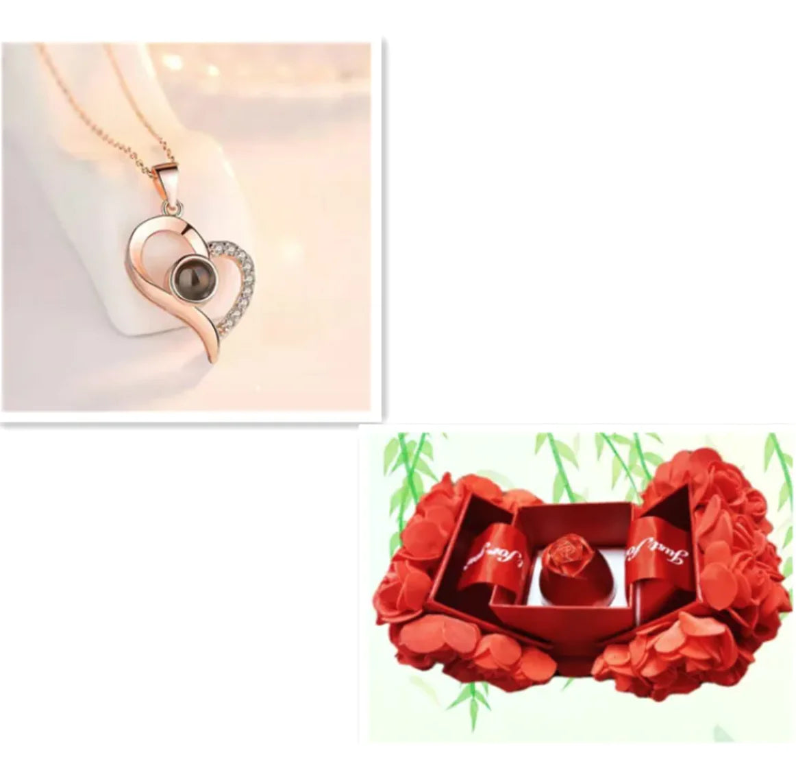 Collier dans Coffret Cadeau Rose Métallique