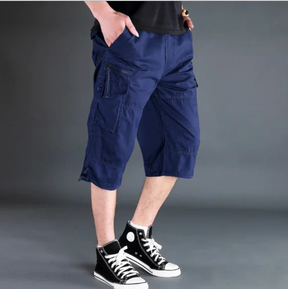 Pantalon Court Casual en Coton à Multipoches pour Extérieur