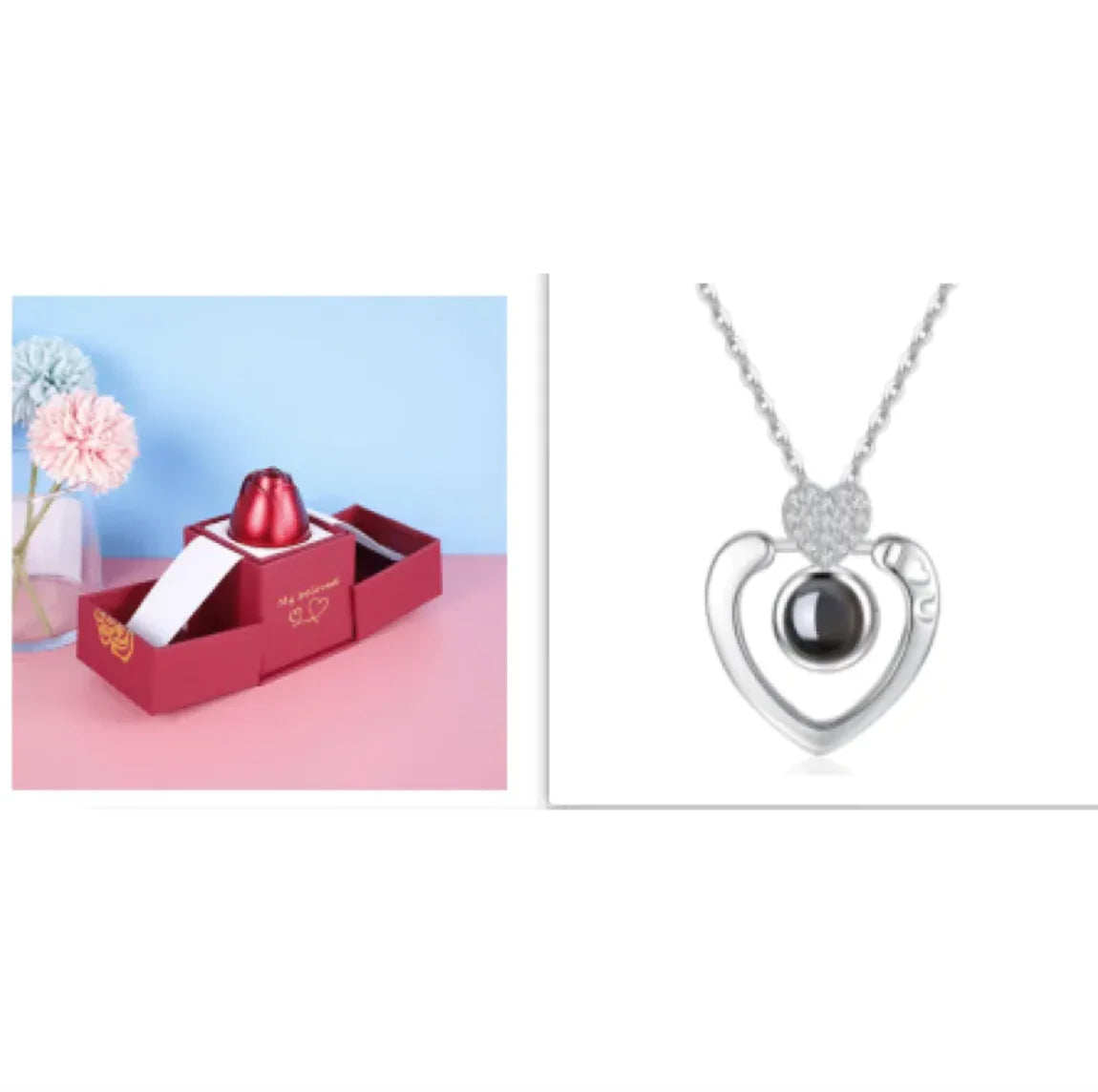 Collier dans Coffret Cadeau Rose Métallique