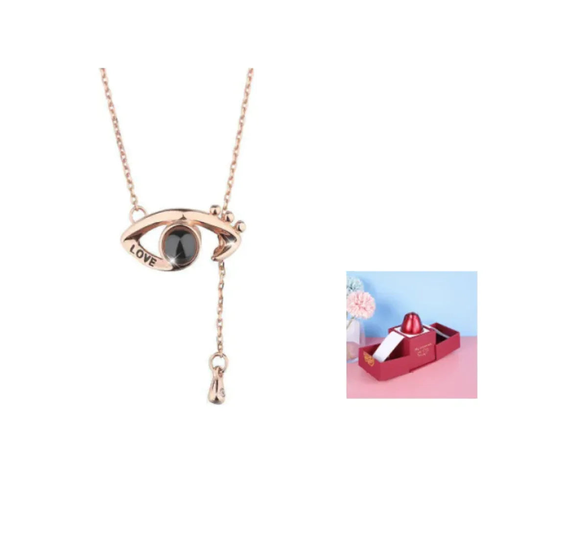 Collier dans Coffret Cadeau Rose Métallique