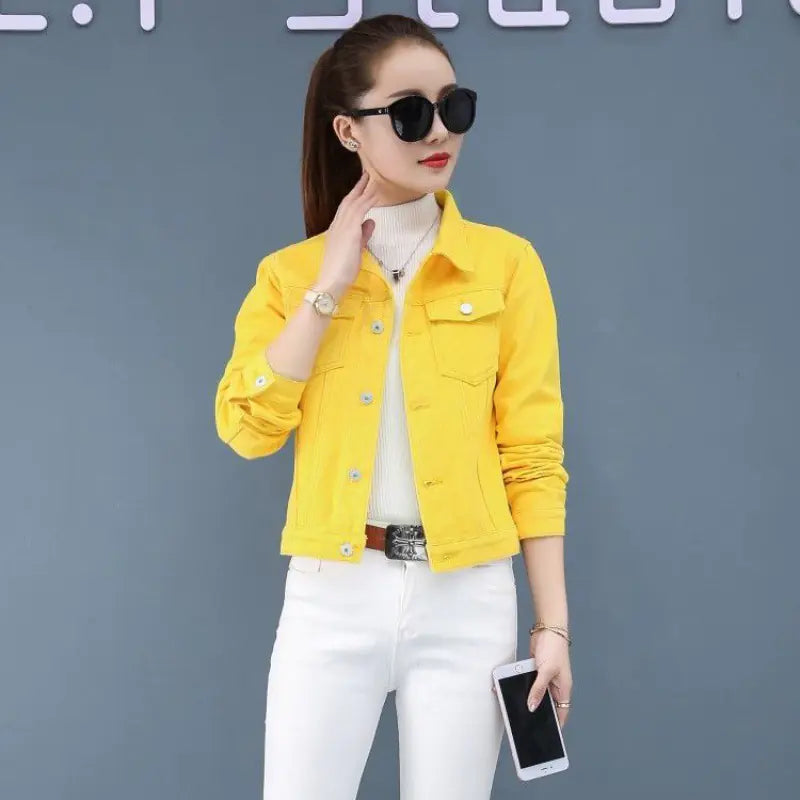 Veste en jean courte ajustée pour femme - Style coréen
