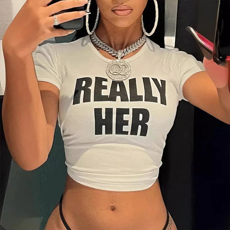 T-shirt Cropped Really Her