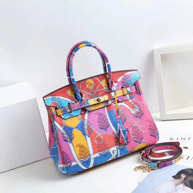 Sac à Main Classique en Cuir Platine avec Motif Animal