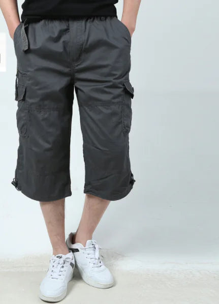Pantalon Court Casual en Coton à Multipoches pour Extérieur