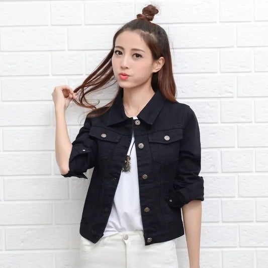 Veste en jean courte ajustée pour femme - Style coréen