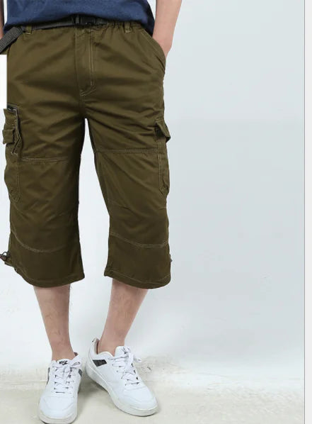Pantalon Court Casual en Coton à Multipoches pour Extérieur