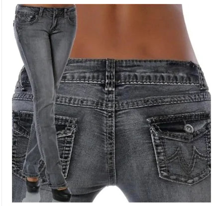 Pantalon Jeans Femme Slim Fit Blanc et Bleu