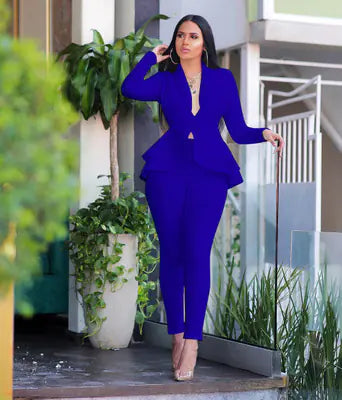 Ensemble Uniforme de Travail Blouse et Pantalon à Volants Blanc