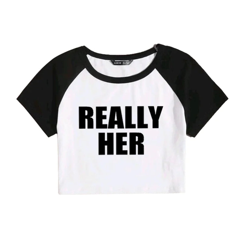 T-shirt Cropped Really Her