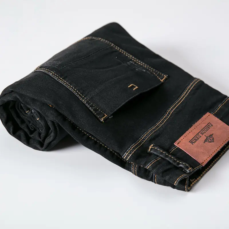 Pantalon Long Droit Blanc Effiloché Cousu à la Main pour Hommes