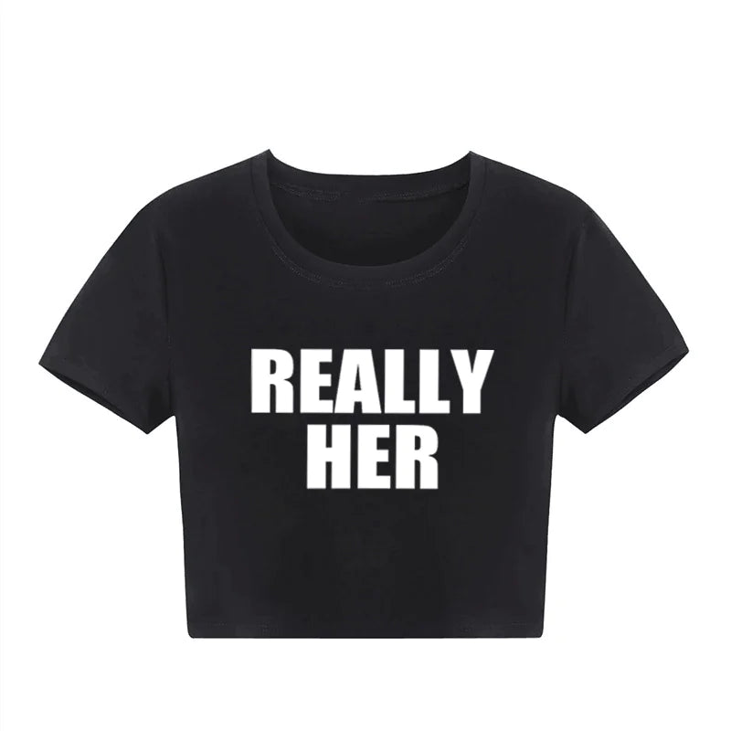T-shirt Cropped Really Her