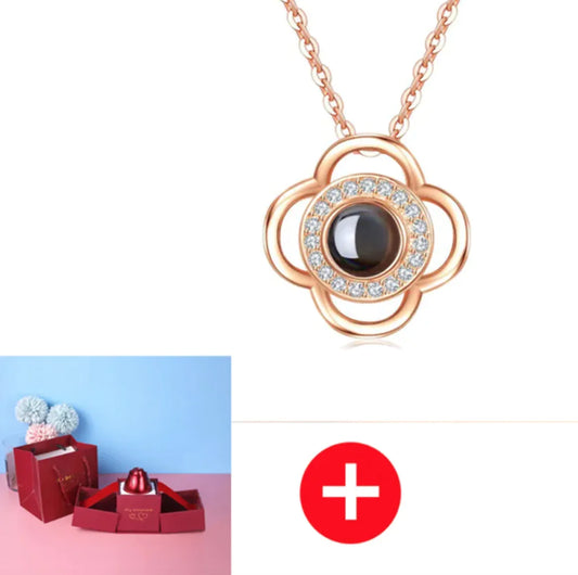 Collier dans Coffret Cadeau Rose Métallique