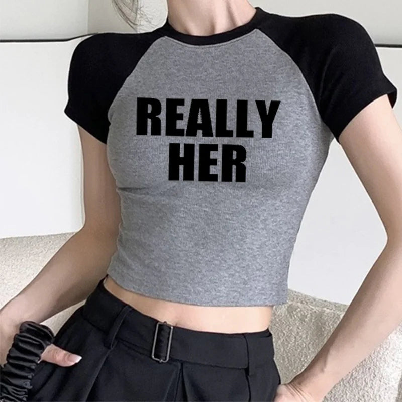 T-shirt Cropped Really Her