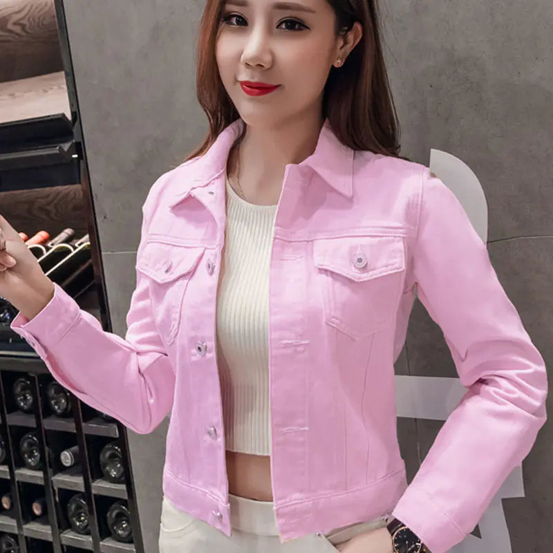 Veste en jean courte ajustée pour femme - Style coréen