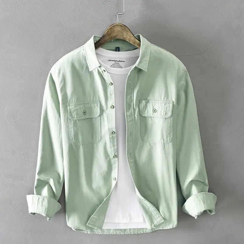Casual Cotton White Long Sleeve Men's Shirt