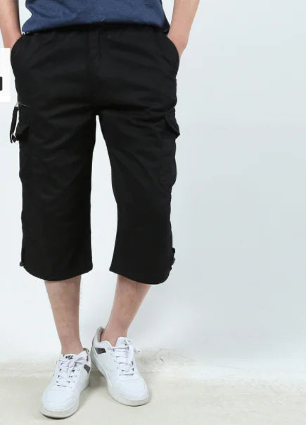Pantalon Court Casual en Coton à Multipoches pour Extérieur