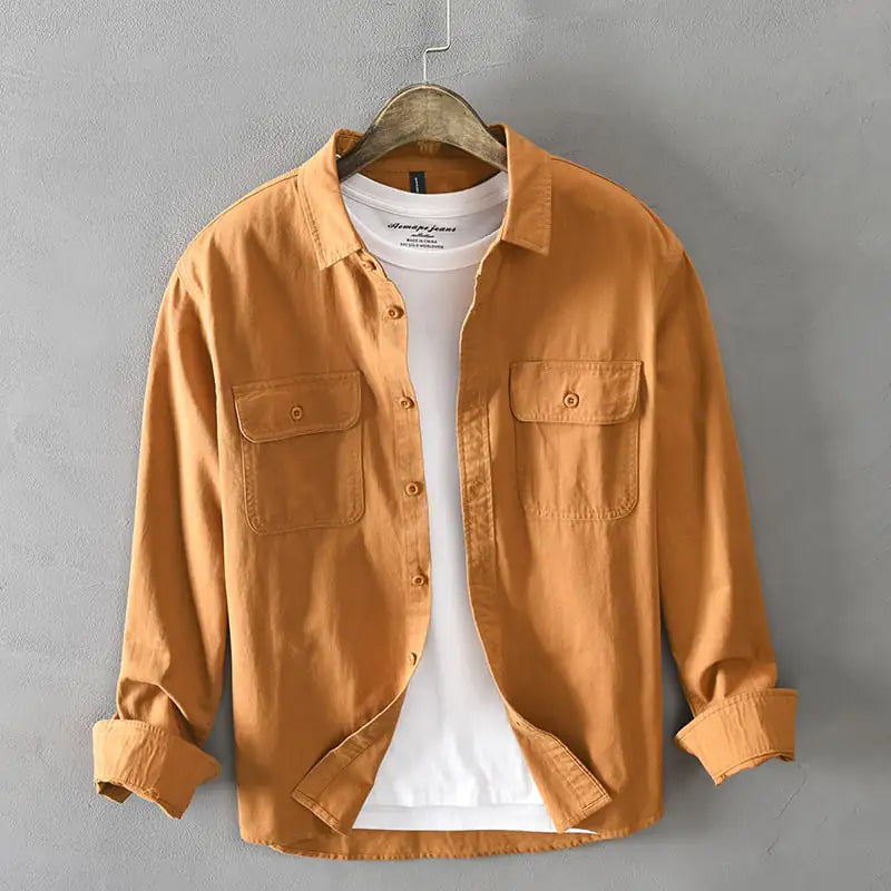 Casual Cotton White Long Sleeve Men's Shirt