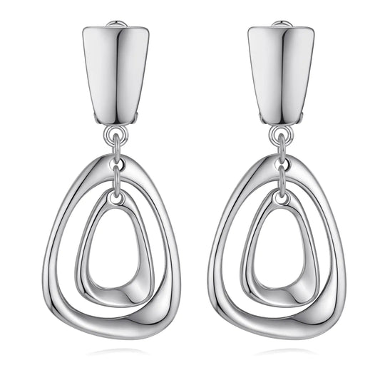 Elegant Silver Clip-On Statement Earrings