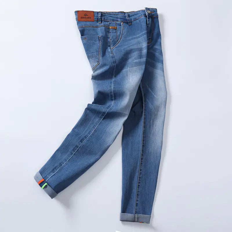 Pantalon Long Droit Blanc Effiloché Cousu à la Main pour Hommes