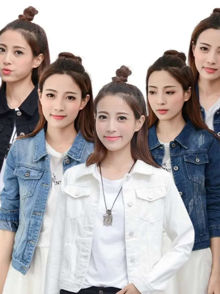 Veste en jean courte ajustée pour femme - Style coréen