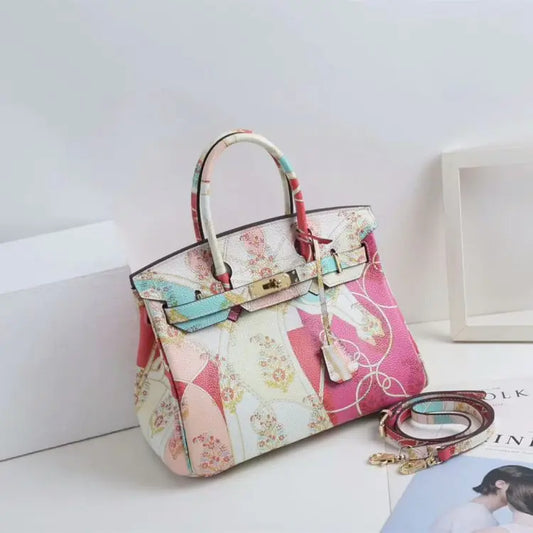 Sac à Main Classique en Cuir Platine avec Motif Animal
