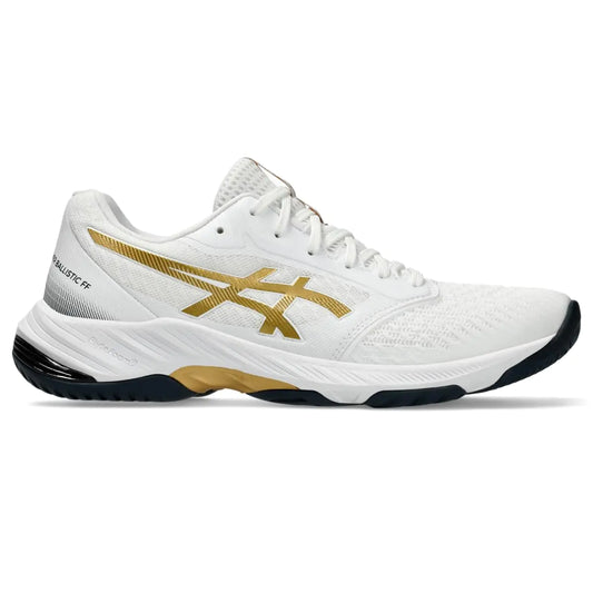 ASICS Mens Netburner Ballistic FlyteFoam 3 Volleyball Shoes 11.5 White/Pure Gold