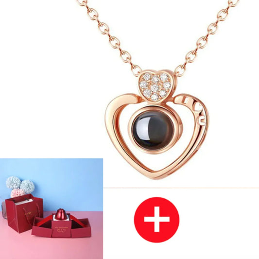 Collier dans Coffret Cadeau Rose Métallique