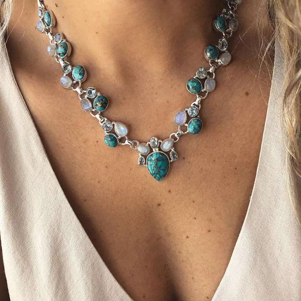 Turquoise Bloom Boho Necklace