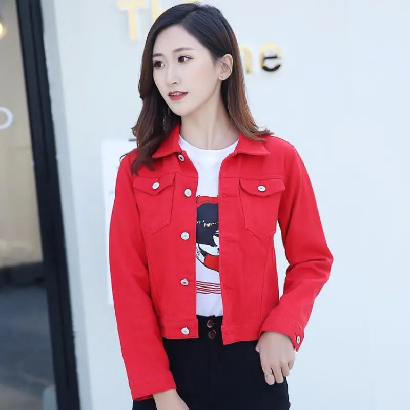 Veste en jean courte ajustée pour femme - Style coréen