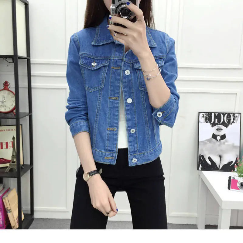 Veste en jean courte ajustée pour femme - Style coréen