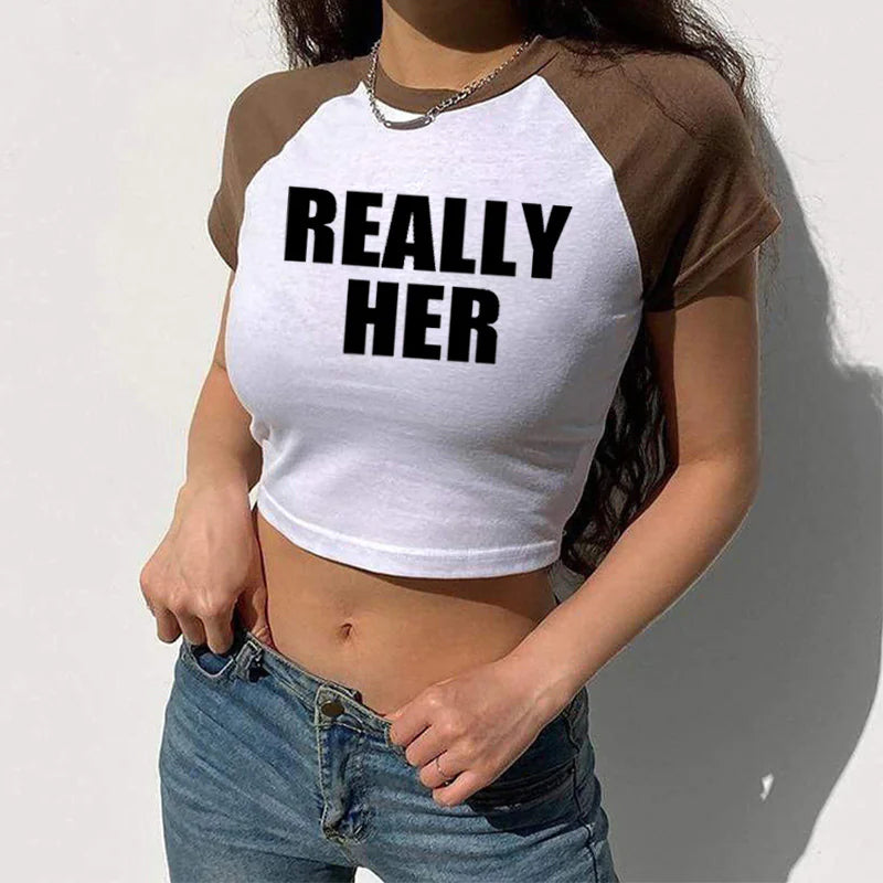 T-shirt Cropped Really Her
