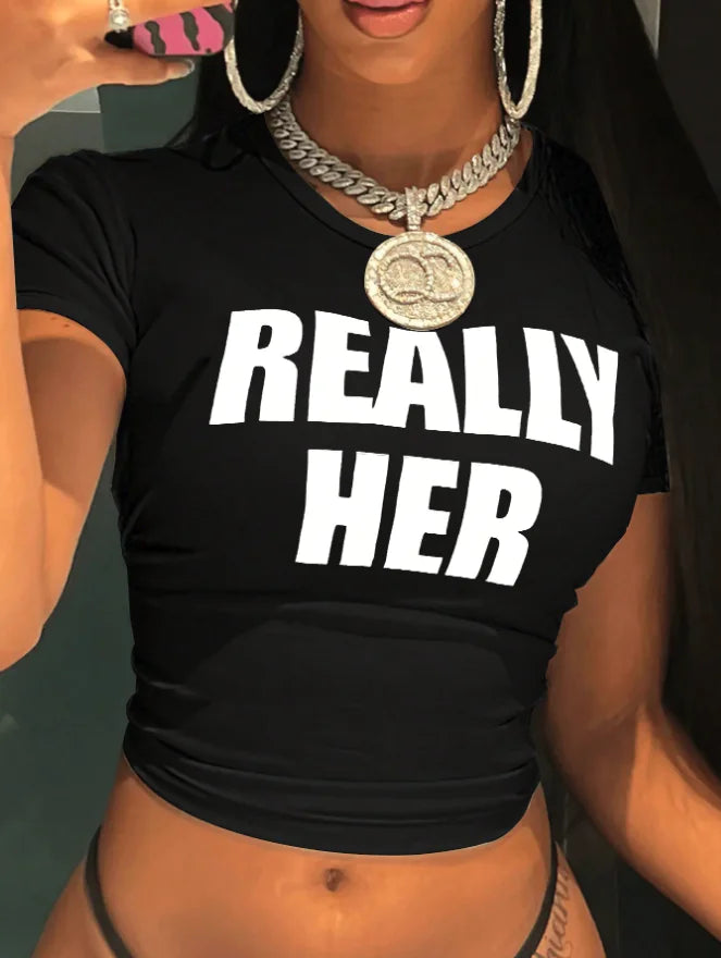 T-shirt Cropped Really Her