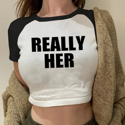 T-shirt Cropped Really Her